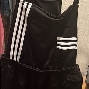 Adidas Black Jumpsuit with White Stripes